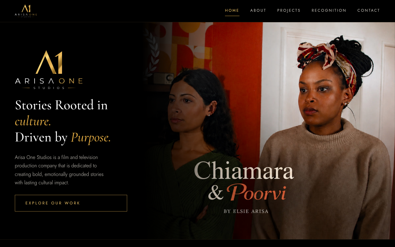 Arisa One Studios film production website