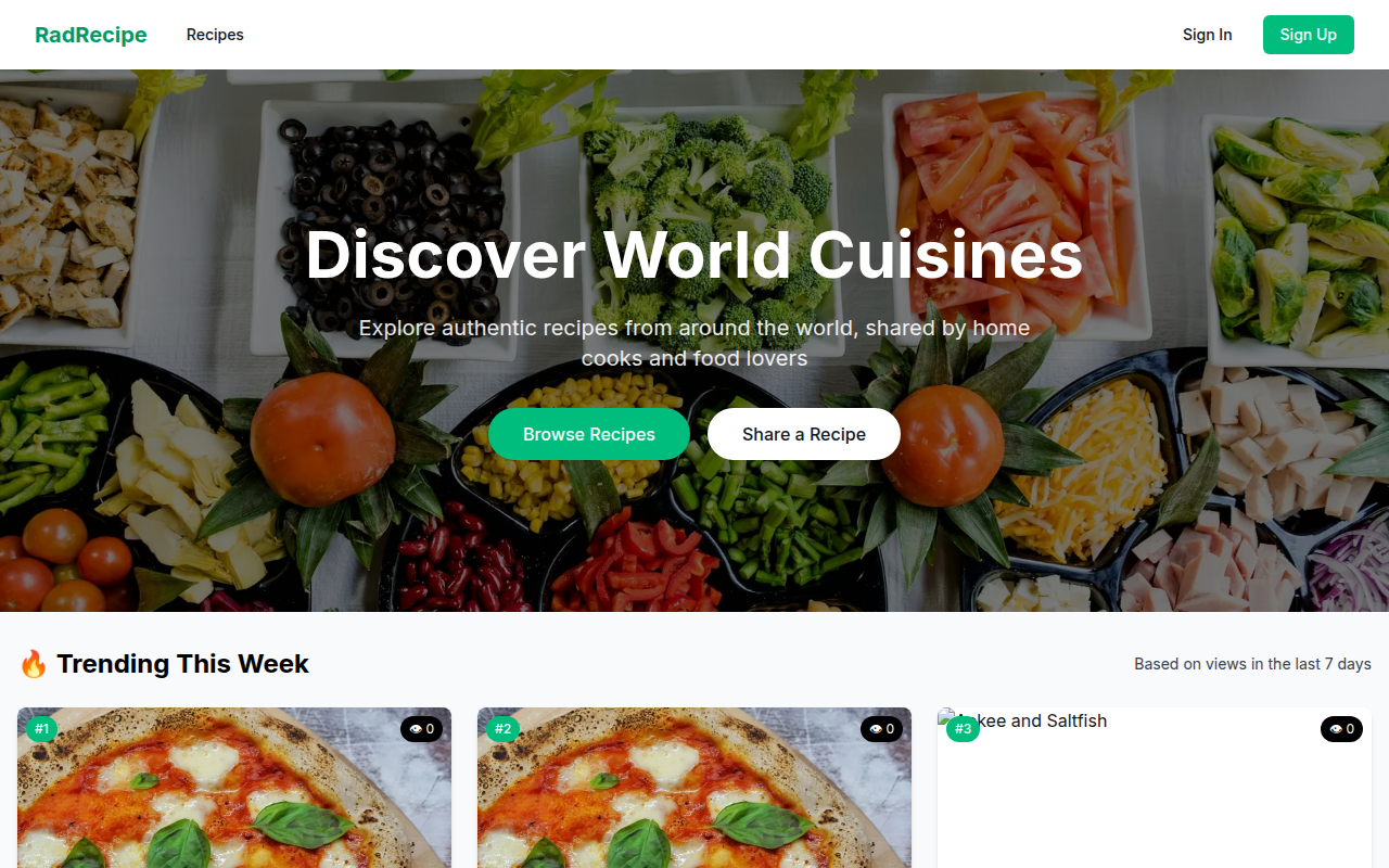 RadRecipe website